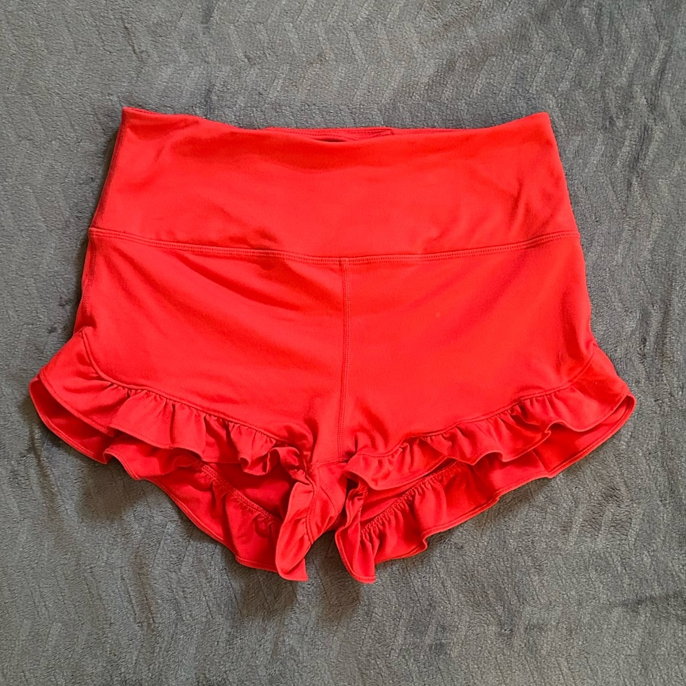 FP MOVEMENT Red Ruffle Hem Shorts